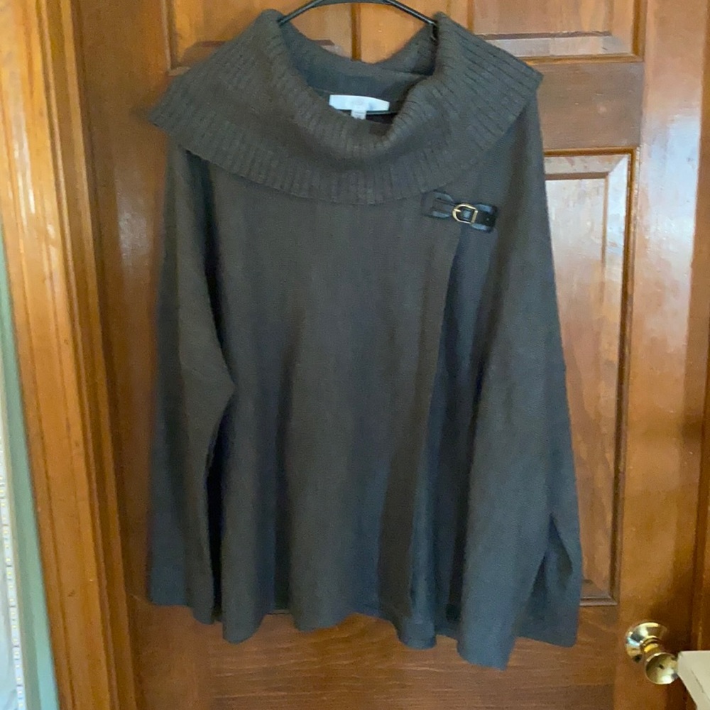Women’s Long Sleeve Shawl Sweater- Turtleneck